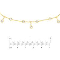Olas d'Oro - 14K Yellow Gold CZ Bezel Station and Drop Adjustable Choker Necklace