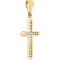 Olas d'Oro - 14K Yellow Gold CZ Cross Pendant Framed with Cubic Zirconia Stones