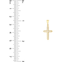 Olas d'Oro - 14K Yellow Gold CZ Cross Pendant Framed with Cubic Zirconia Stones
