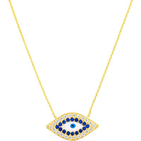 Olas d'Oro - 14K Yellow Gold CZ-Lined Evil Eye Adjustable Necklace 2.60 Grams Total Weight