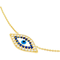 Olas d'Oro - 14K Yellow Gold CZ-Lined Evil Eye Adjustable Necklace 2.60 Grams Total Weight