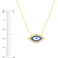 Olas d'Oro - 14K Yellow Gold CZ-Lined Evil Eye Adjustable Necklace 2.60 Grams Total Weight