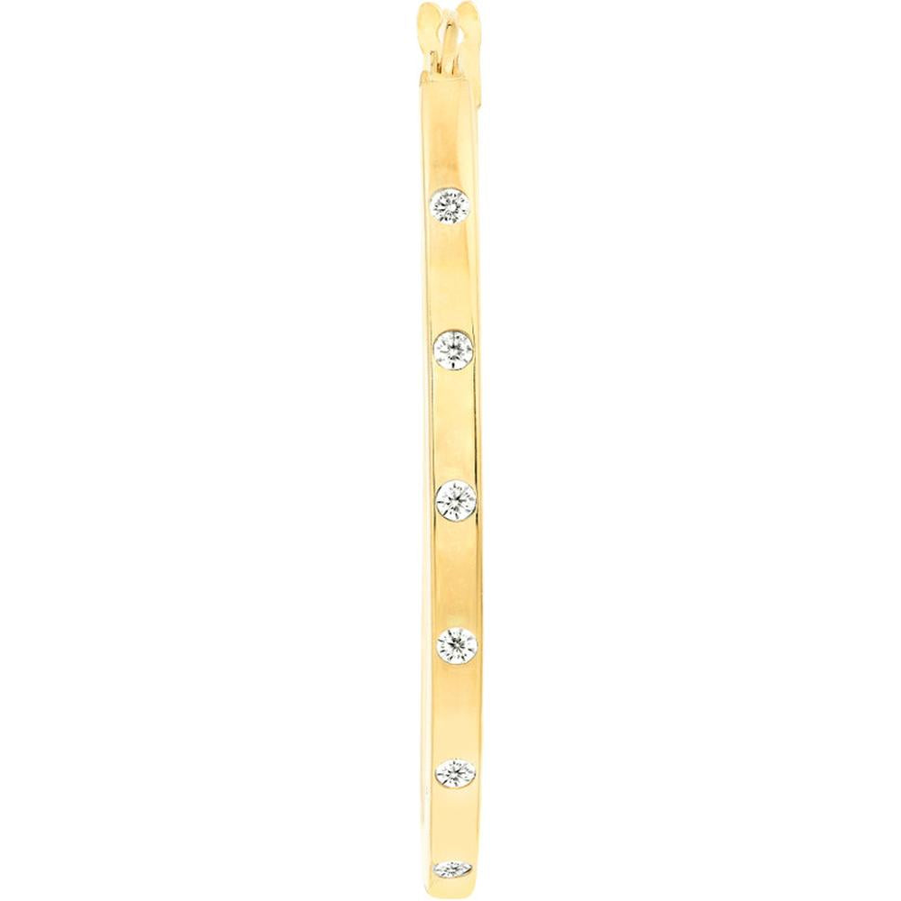 Olas d'Oro - 14K Yellow Gold CZ Oval Hoop Earrings - Elegant Design with Cubic Zirconia
