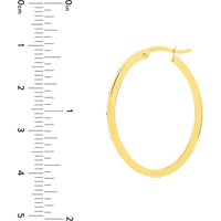 Olas d'Oro - 14K Yellow Gold CZ Oval Hoop Earrings - Elegant Design with Cubic Zirconia