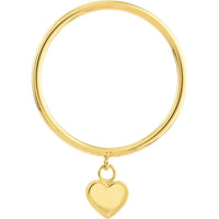 Olas d'Oro - 14K Yellow Gold Dangle Heart Wire Ring - Size 7