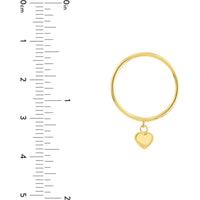 Olas d'Oro - 14K Yellow Gold Dangle Heart Wire Ring - Size 7