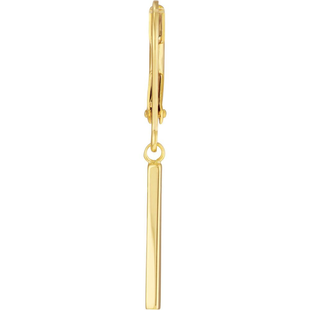 Olas d'Oro - 14K Yellow Gold Dangle Staple Bar Earrings with Leverback Closure