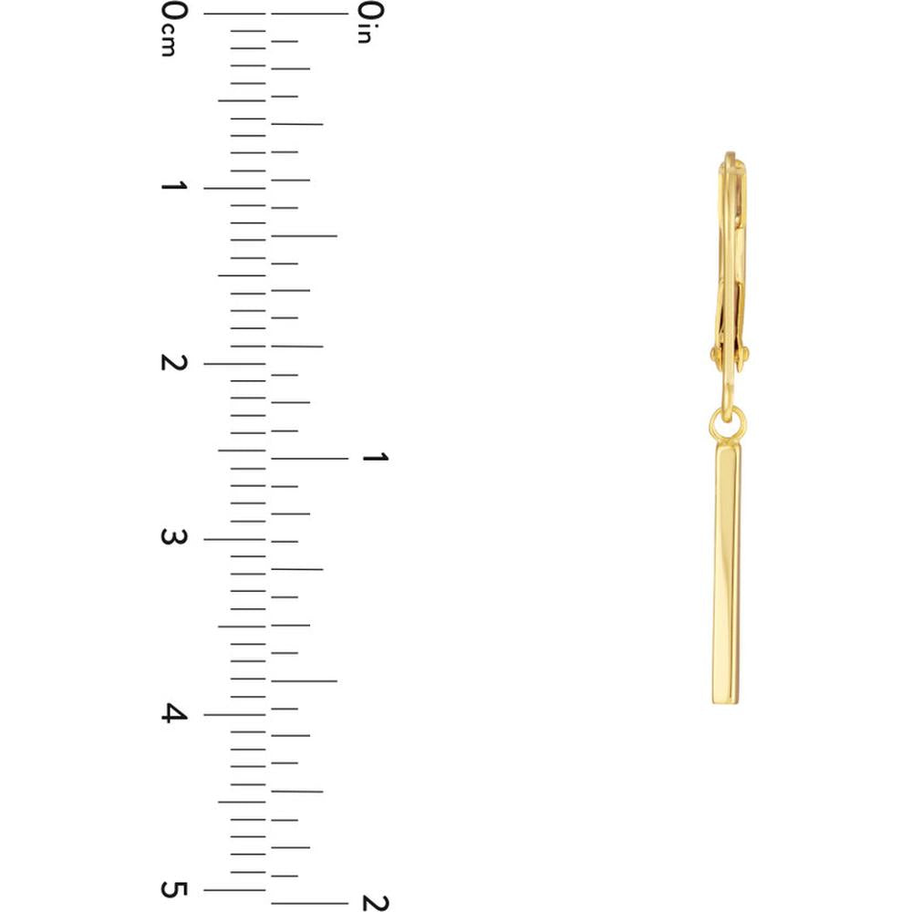 Olas d'Oro - 14K Yellow Gold Dangle Staple Bar Earrings with Leverback Closure