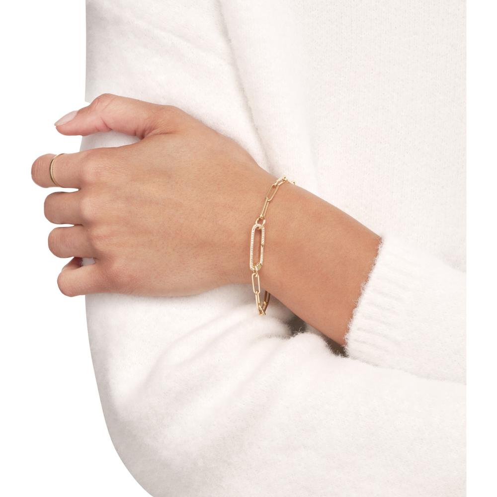 Olas d'Oro - 14K Yellow Gold Designer Push Lock Clasp with 0.20 Carat Diamonds
