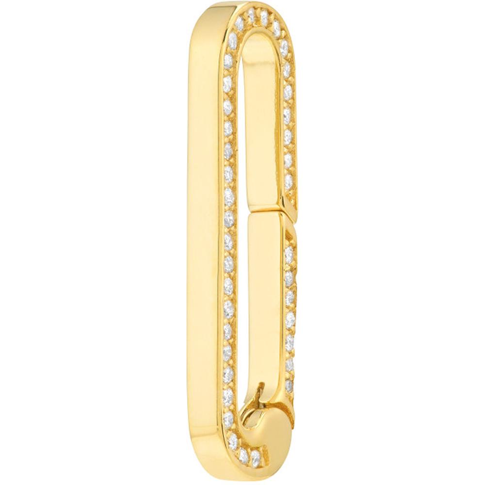 Olas d'Oro - 14K Yellow Gold Designer Push Lock Clasp with 0.20 Carat Diamonds