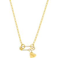 Olas d'Oro - 14K Yellow Gold Designer Push Lock Clasp with 0.20 Carat Diamonds