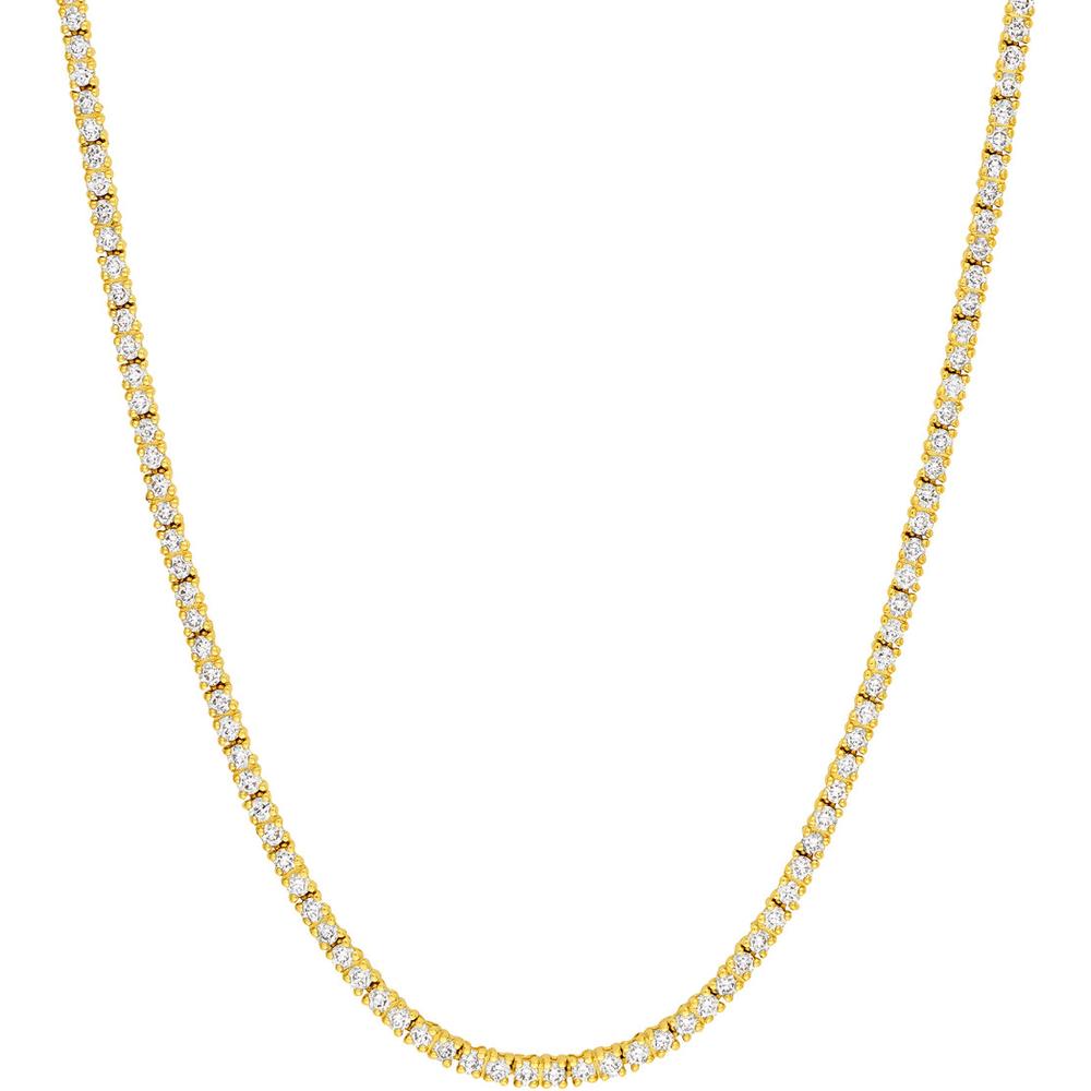 Olas d'Oro - 14K Yellow Gold Diamond 16" Tennis Necklace with Box Lock - 2.65 Carat Total Diamond Weight