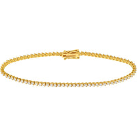 Olas d'Oro - 14K Yellow Gold Diamond 3-Prong Tennis Bracelet with 1-5/8 Total Carat Weight of Diamonds