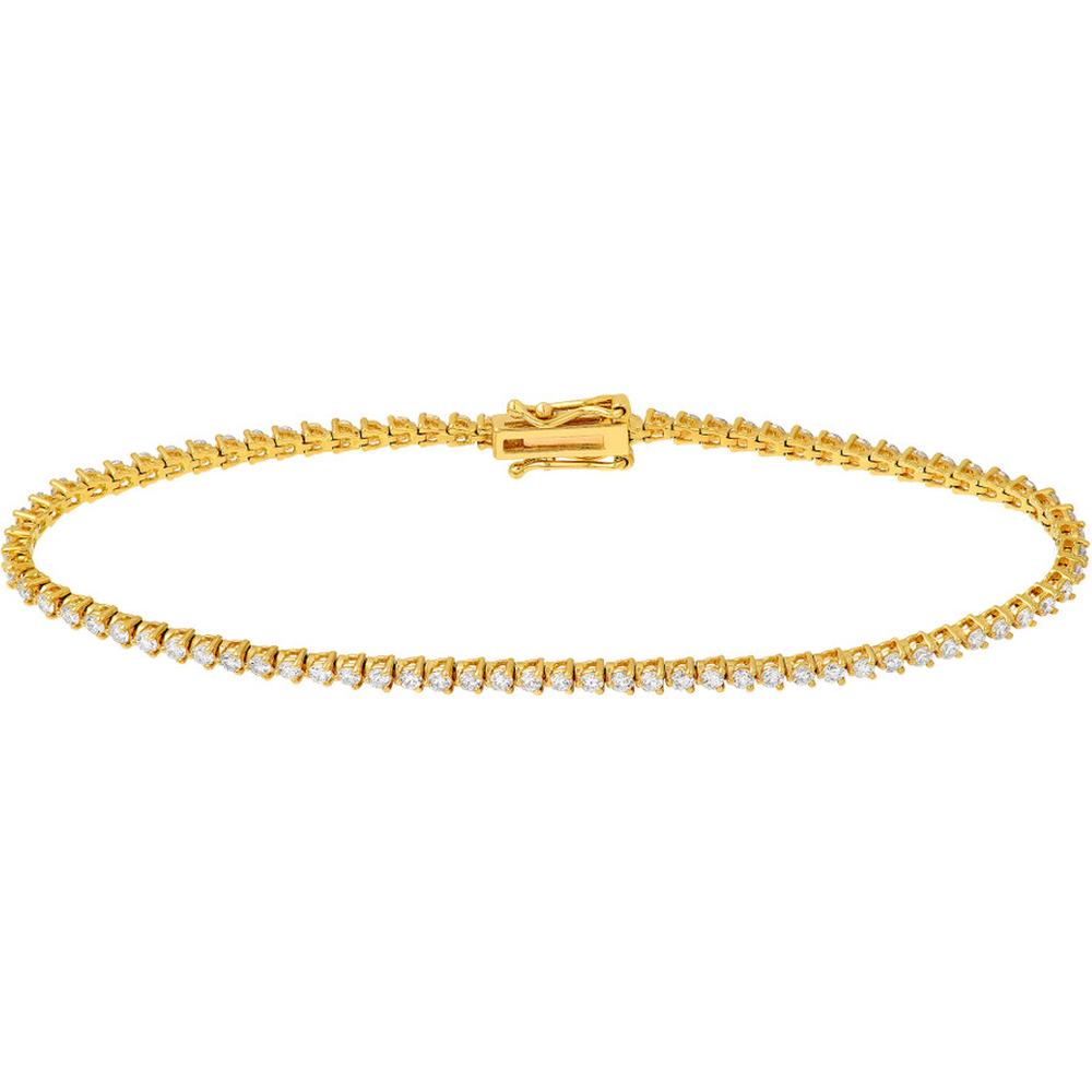 Olas d'Oro - 14K Yellow Gold Diamond 3-Prong Tennis Bracelet with 1-5/8 Total Carat Weight of Diamonds