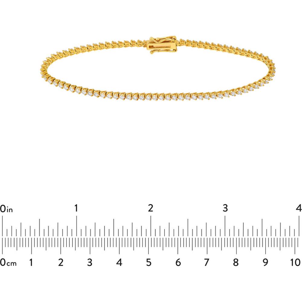Olas d'Oro - 14K Yellow Gold Diamond 3-Prong Tennis Bracelet with 1-5/8 Total Carat Weight of Diamonds