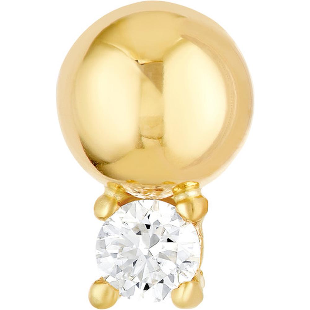 Olas d'Oro - 14K Yellow Gold Diamond and Bead Stud Earrings - 0.13 Carat Total Diamond Weight