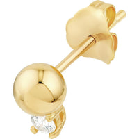 Olas d'Oro - 14K Yellow Gold Diamond and Bead Stud Earrings - 0.13 Carat Total Diamond Weight
