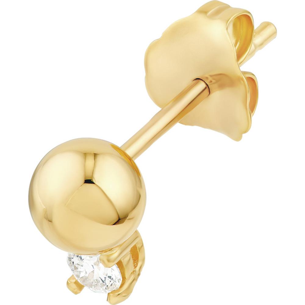 Olas d'Oro - 14K Yellow Gold Diamond and Bead Stud Earrings - 0.13 Carat Total Diamond Weight