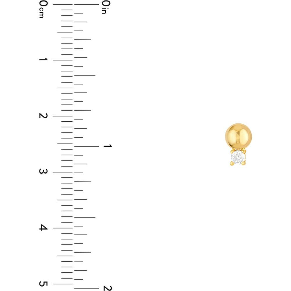 Olas d'Oro - 14K Yellow Gold Diamond and Bead Stud Earrings - 0.13 Carat Total Diamond Weight