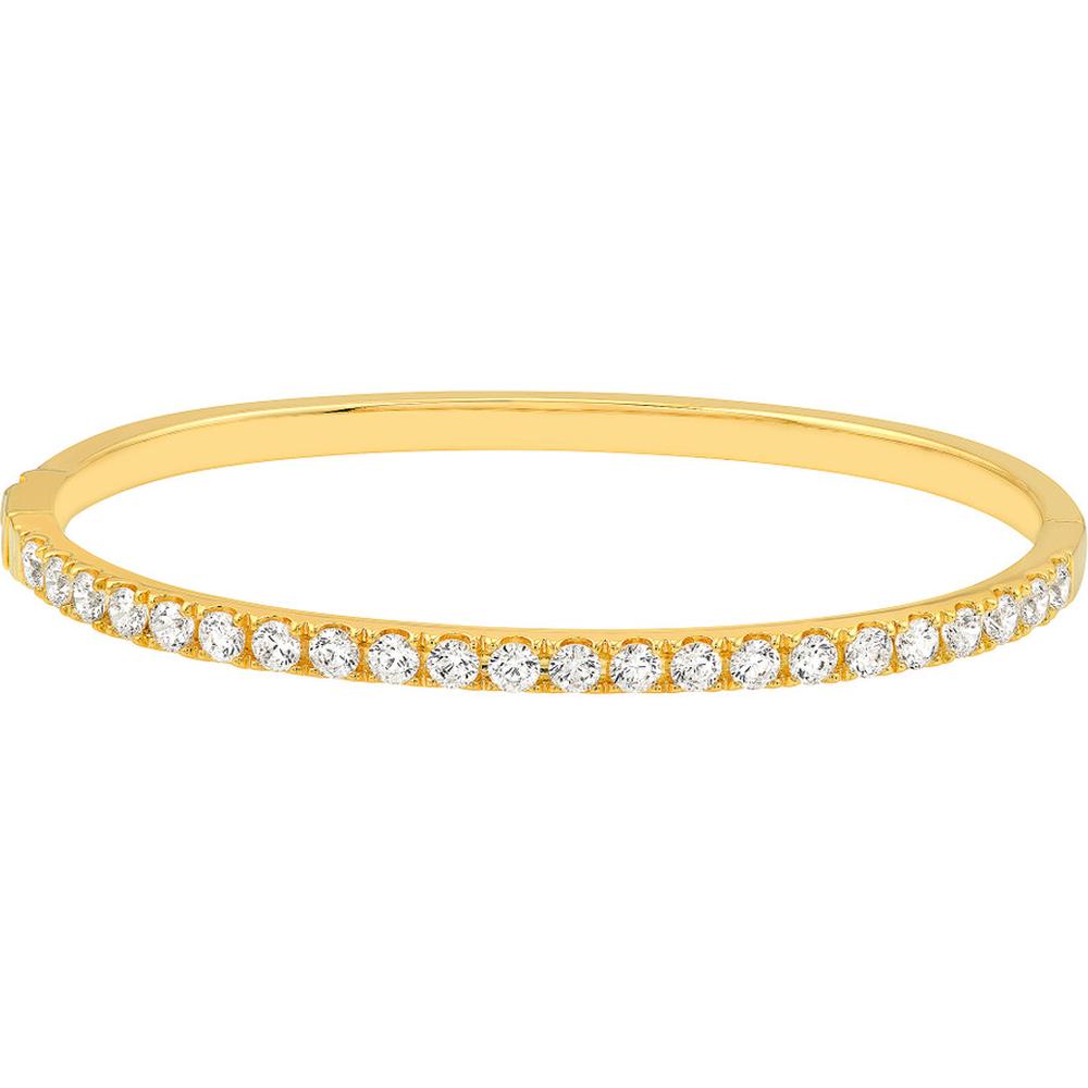 Olas d'Oro - 14K Yellow Gold Diamond Bangle Bracelet with Box Lock Closure - 2-5/8 Carat Total Diamond Weight