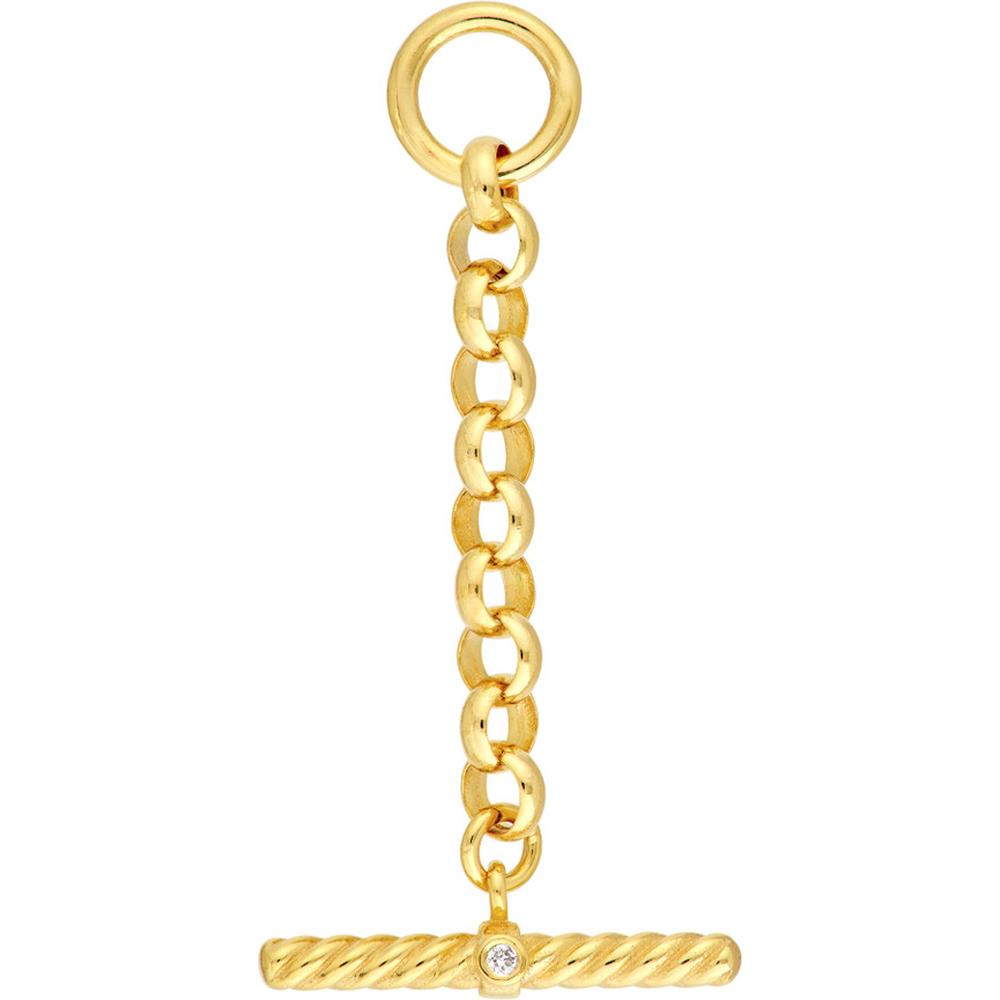 Olas d'Oro - 14K Yellow Gold Diamond Bar Pendant Charm on Rolo Chain - 0.01 Carat Total Diamond Weight
