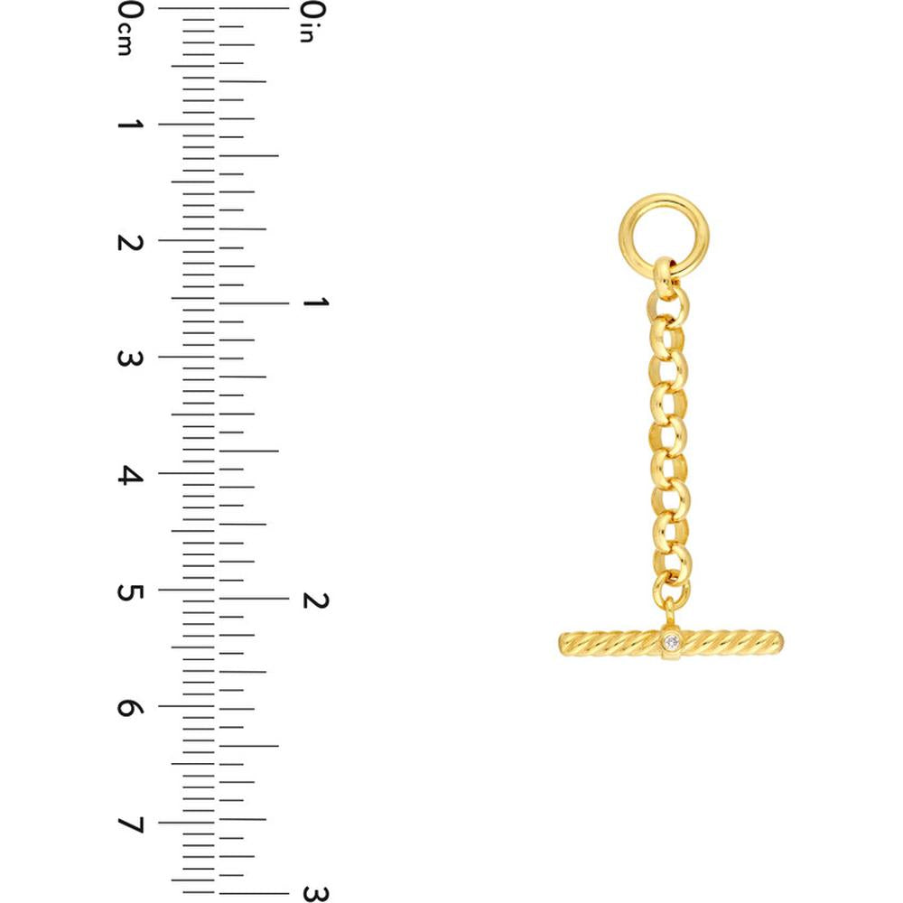 Olas d'Oro - 14K Yellow Gold Diamond Bar Pendant Charm on Rolo Chain - 0.01 Carat Total Diamond Weight