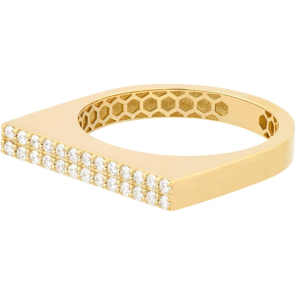 Olas d'Oro - 14K Yellow Gold Diamond Bar Ring with 1/4 Total Carat Weight Diamond - Size 6
