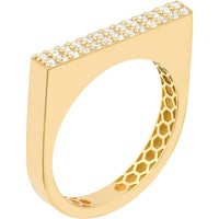 Olas d'Oro - 14K Yellow Gold Diamond Bar Ring with 1/4 Total Carat Weight Diamonds - Size 8