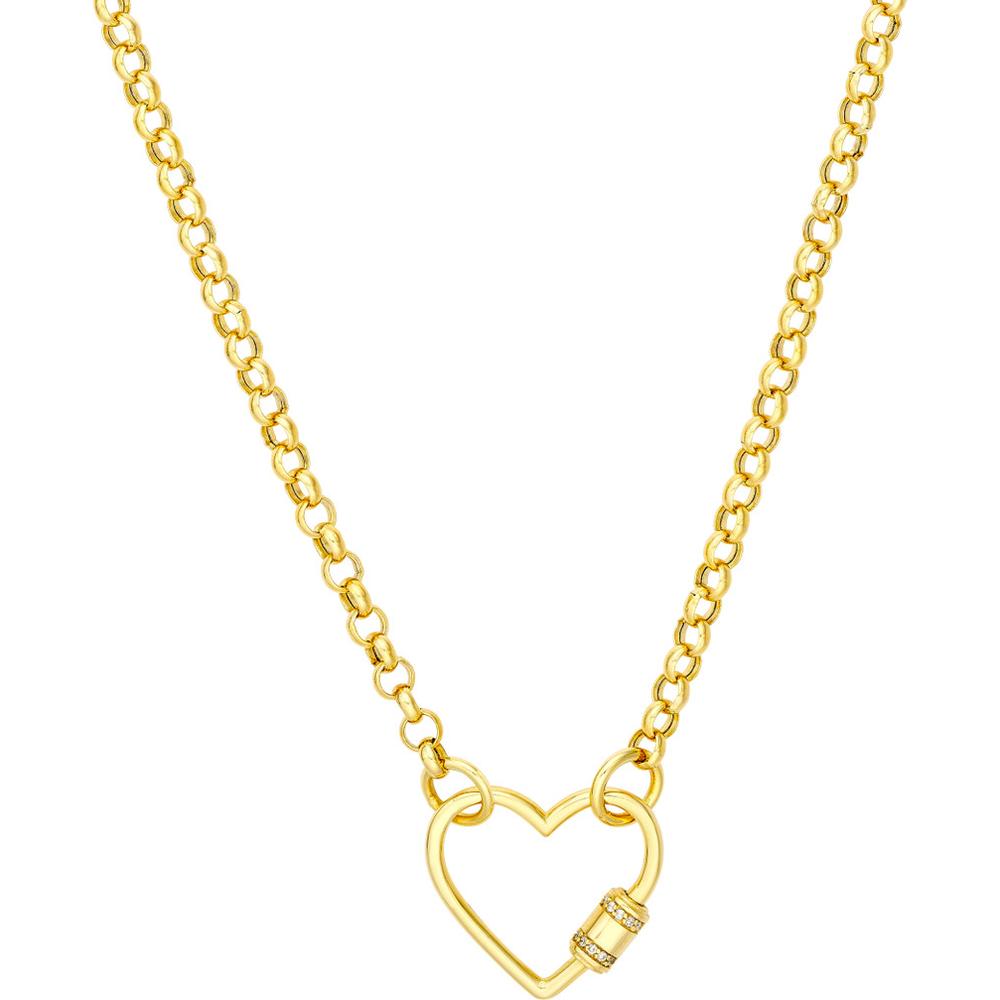 Olas d'Oro - 14K Yellow Gold Diamond Barrel Twist Heart Clasp - 0.11 Carat Total Diamond Weight