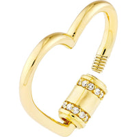 Olas d'Oro - 14K Yellow Gold Diamond Barrel Twist Heart Clasp - 0.11 Carat Total Diamond Weight