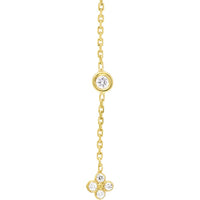 Olas d'Oro - 14K Yellow Gold Diamond Bezel and Cluster Dangle Earrings - 0.12 Carat Total Diamond Weight