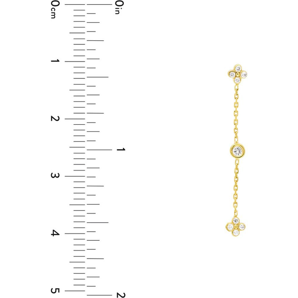 Olas d'Oro - 14K Yellow Gold Diamond Bezel and Cluster Dangle Earrings - 0.12 Carat Total Diamond Weight