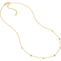 Olas d'Oro - 14K Yellow Gold Diamond Bezel and Cluster Station Necklace - 0.15 Carat Total Diamond Weight