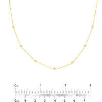 Olas d'Oro - 14K Yellow Gold Diamond Bezel and Cluster Station Necklace - 0.15 Carat Total Diamond Weight