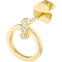 Olas d'Oro - 14K Yellow Gold Diamond Bezel Bar Door Knocker Earrings - 0.08 Carat Total Diamond Weight