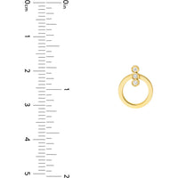 Olas d'Oro - 14K Yellow Gold Diamond Bezel Bar Door Knocker Earrings - 0.08 Carat Total Diamond Weight