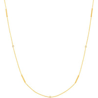 Olas d'Oro - 14K Yellow Gold Diamond Bezel Bar Station Necklace - 0.07 Carat Total Diamond Weight