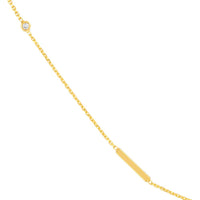 Olas d'Oro - 14K Yellow Gold Diamond Bezel Bar Station Necklace - 0.07 Carat Total Diamond Weight