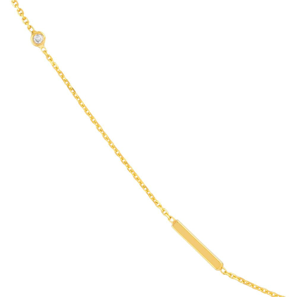 Olas d'Oro - 14K Yellow Gold Diamond Bezel Bar Station Necklace - 0.07 Carat Total Diamond Weight