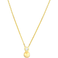 Olas d'Oro - 14K Yellow Gold Diamond Bezel Bead Necklace with 3pt Diamond - 0.03 Carat Total Diamond Weight
