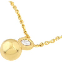 Olas d'Oro - 14K Yellow Gold Diamond Bezel Bead Necklace with 3pt Diamond - 0.03 Carat Total Diamond Weight
