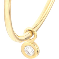 Olas d'Oro - 14K Yellow Gold Diamond Bezel Dangle Hoop Earrings - 0.06 Carat Total Diamond Weight
