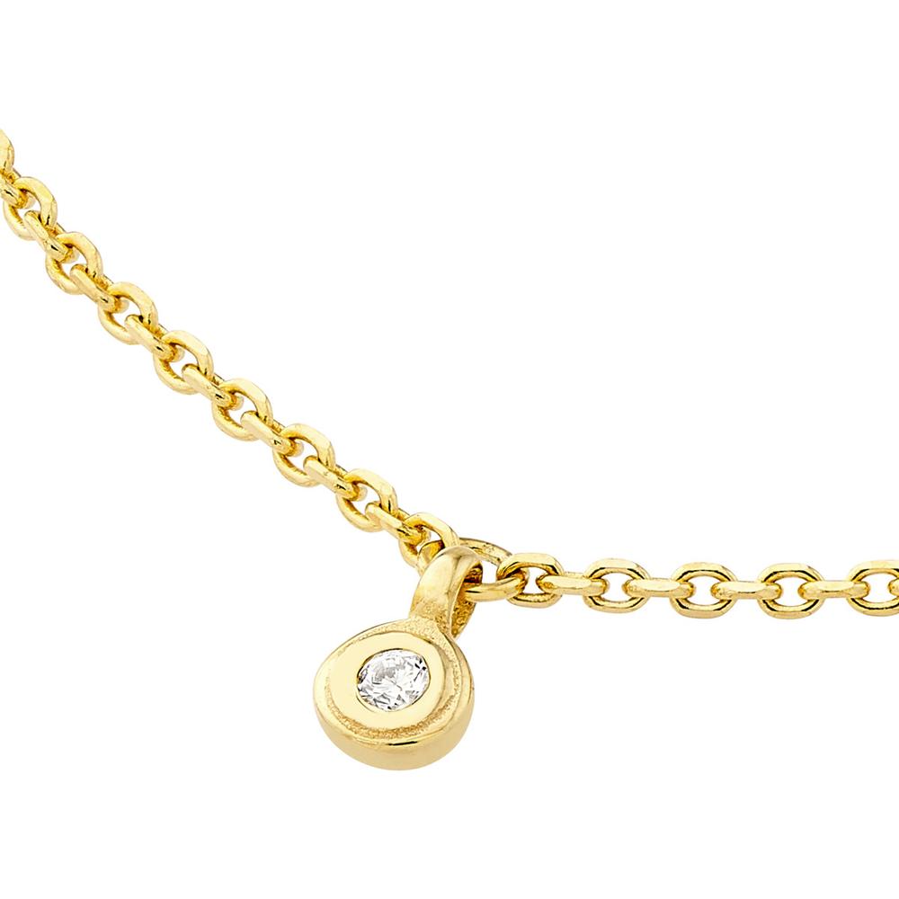 Olas d'Oro - 14K Yellow Gold Diamond Bezel Drops Necklace - 0.07 Carat Total Diamond Weight