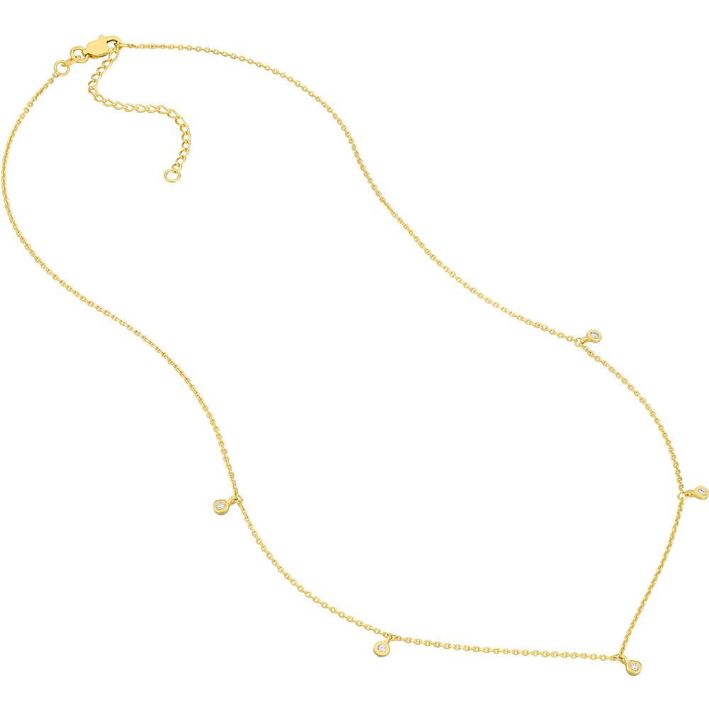 Olas d'Oro - 14K Yellow Gold Diamond Bezel Drops Necklace - 0.07 Carat Total Diamond Weight