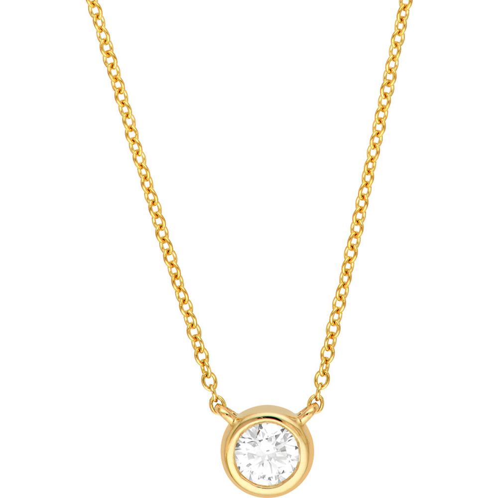 Olas d'Oro - 14K Yellow Gold Diamond Bezel Pendant Necklace - 0.25 Carat Total Diamond Weight