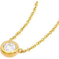 Olas d'Oro - 14K Yellow Gold Diamond Bezel Pendant Necklace - 0.25 Carat Total Diamond Weight