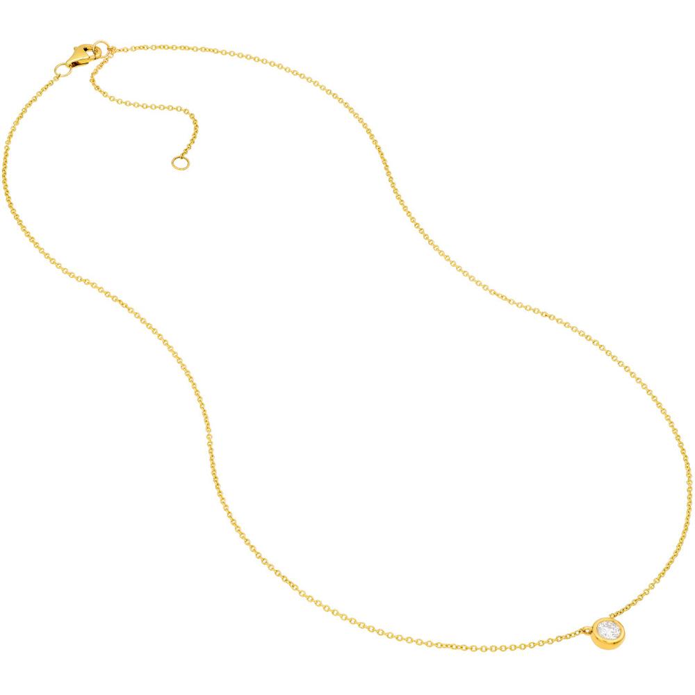 Olas d'Oro - 14K Yellow Gold Diamond Bezel Pendant Necklace - 0.25 Carat Total Diamond Weight