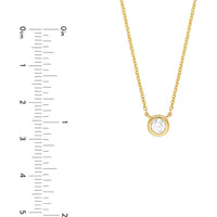 Olas d'Oro - 14K Yellow Gold Diamond Bezel Pendant Necklace - 0.25 Carat Total Diamond Weight