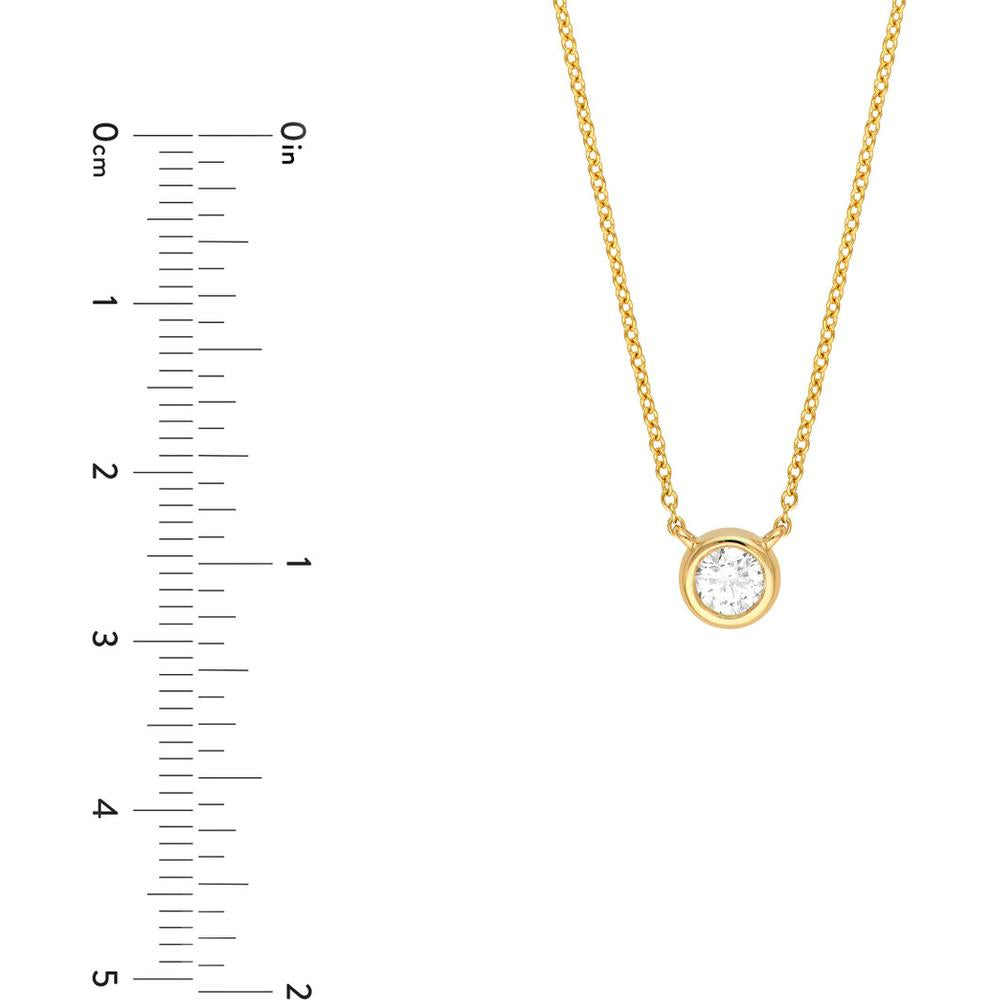 Olas d'Oro - 14K Yellow Gold Diamond Bezel Pendant Necklace - 0.25 Carat Total Diamond Weight
