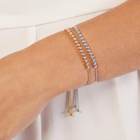 Olas d'Oro - 14K Yellow Gold Diamond Bezel Tennis Bolo Bracelet - 0.19 Carat Total Diamond Weight